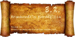 Brankován Kordélia névjegykártya